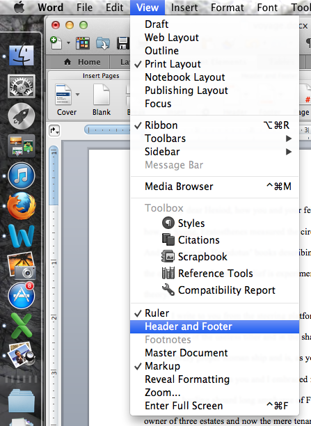 ms word 2011 for mac footer not same as previous
